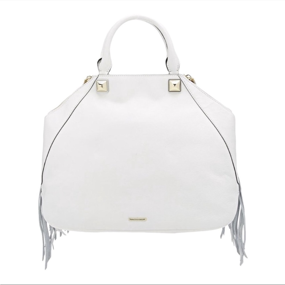 Rebecca Minkoff White Fringe Gold Studed Purse - Picture 4 of 5